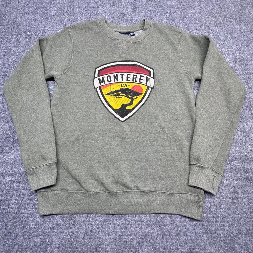 Ocean Beach Monterey California Sweatshirt‎ Size Large Green Graphic Crewneck